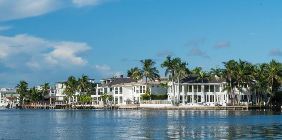 Waterfront homes along a Naples canal